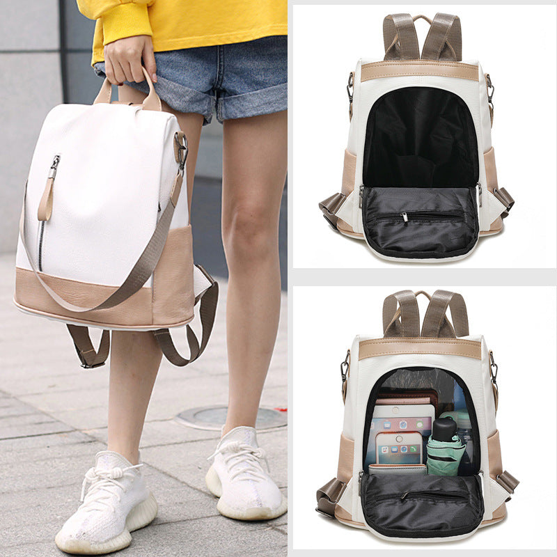 Backpack Ladies Leather Harajuku Western Soft Leather Casual Trendy Backpack