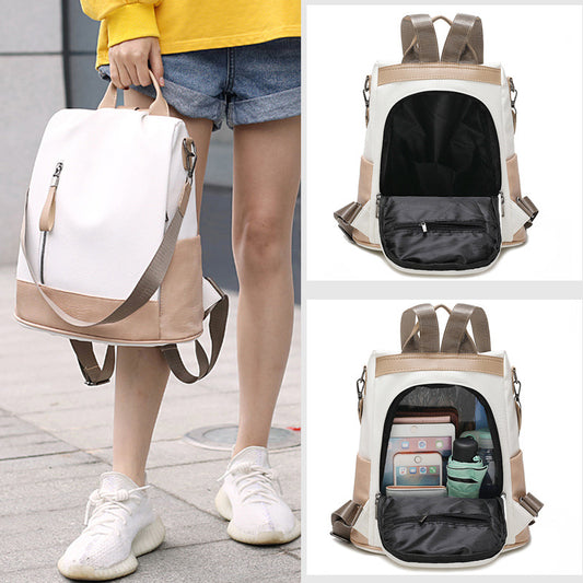 Backpack Ladies Leather Harajuku Western Soft Leather Casual Trendy Backpack