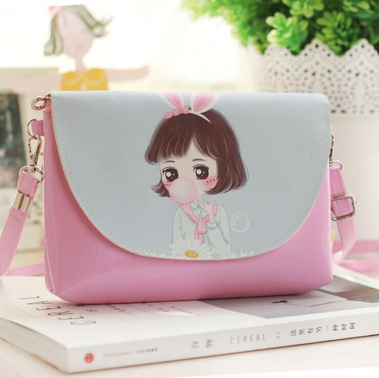 Cute Children Princess Square Flap Girl's PU Leather Girl's Small Bag One Shoulder Backpack