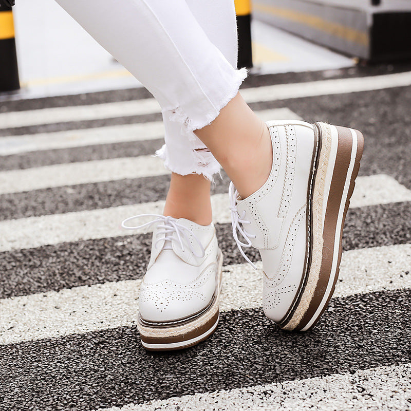 Lun Thick-soled Round Toe Mid-heel Women's Platform Platform