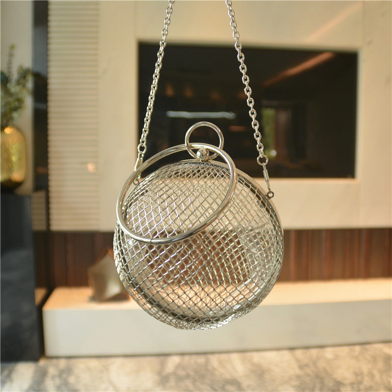 Women's Metal Hollow Spherical Dinner Bag