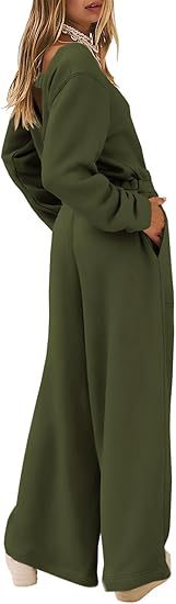 Europæisk Og Amerikansk Mode Sport Og Fritid Langærmet Ensfarvet Rygløs Sweater Jumpsuit Sæt Til Kvinder