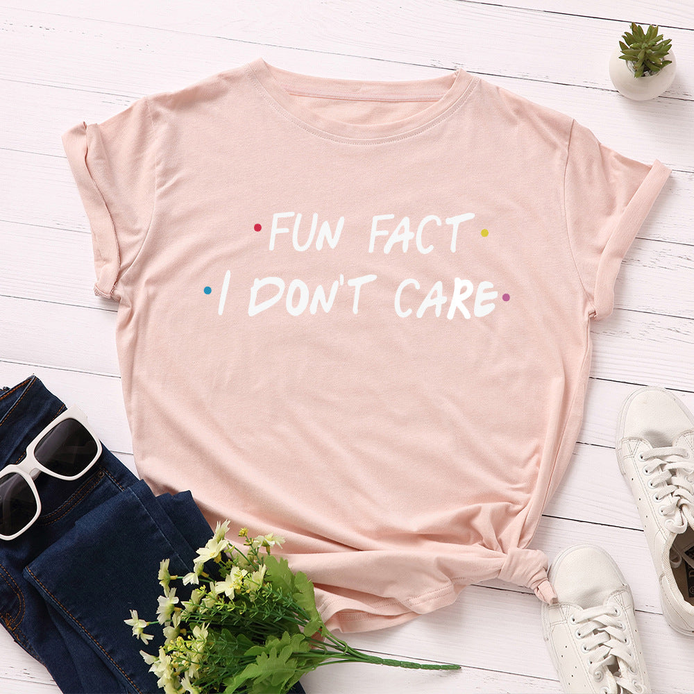 Women's Loose Round Neck Short Sleeve Cotton T-Shirt