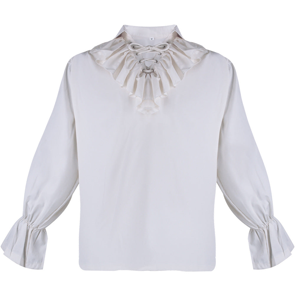 Plisseret Puffærme Revers Top Vintage Herreskjorte