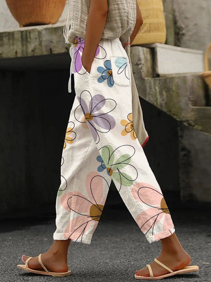 Printed Pattern Fashion Casual Trend Women's Ankle Banded Pants