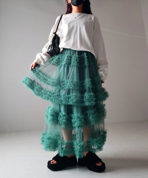 Three-layer Spliced Mesh Japanese-style Women's Skirt