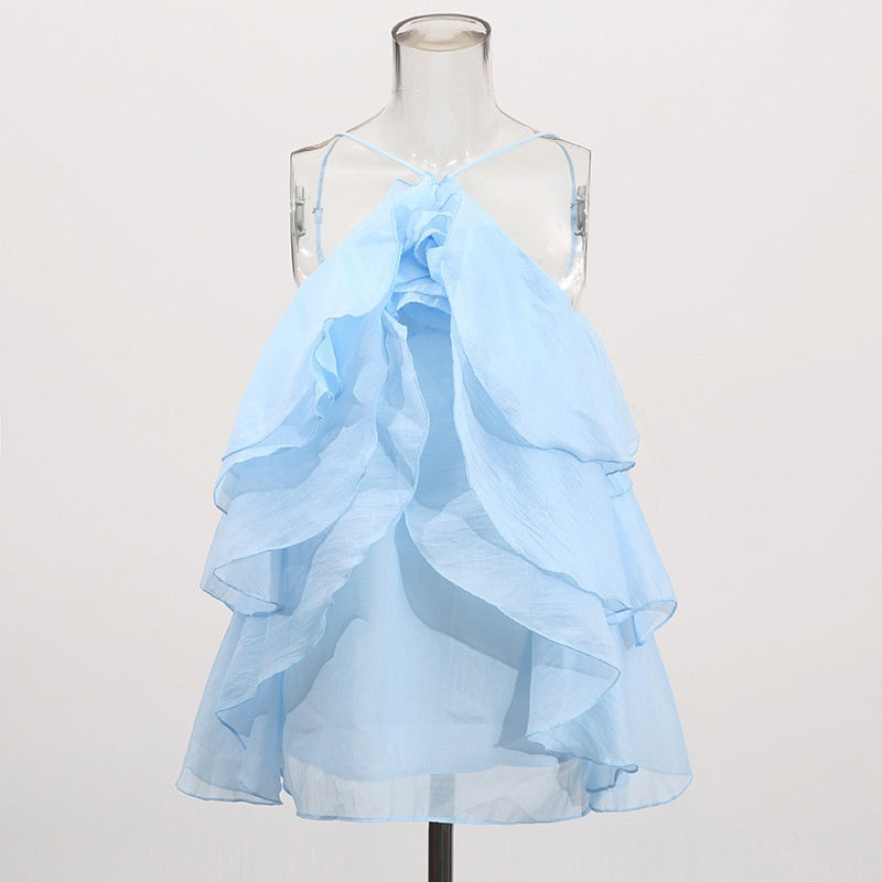 Ruffled Shirt Halter Design Sleeveless Camisole