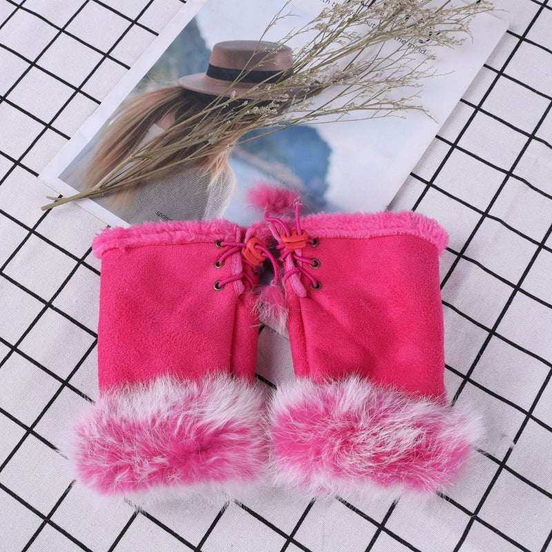 Women's Butterfly Pattern Fleece Gloves Sleeves