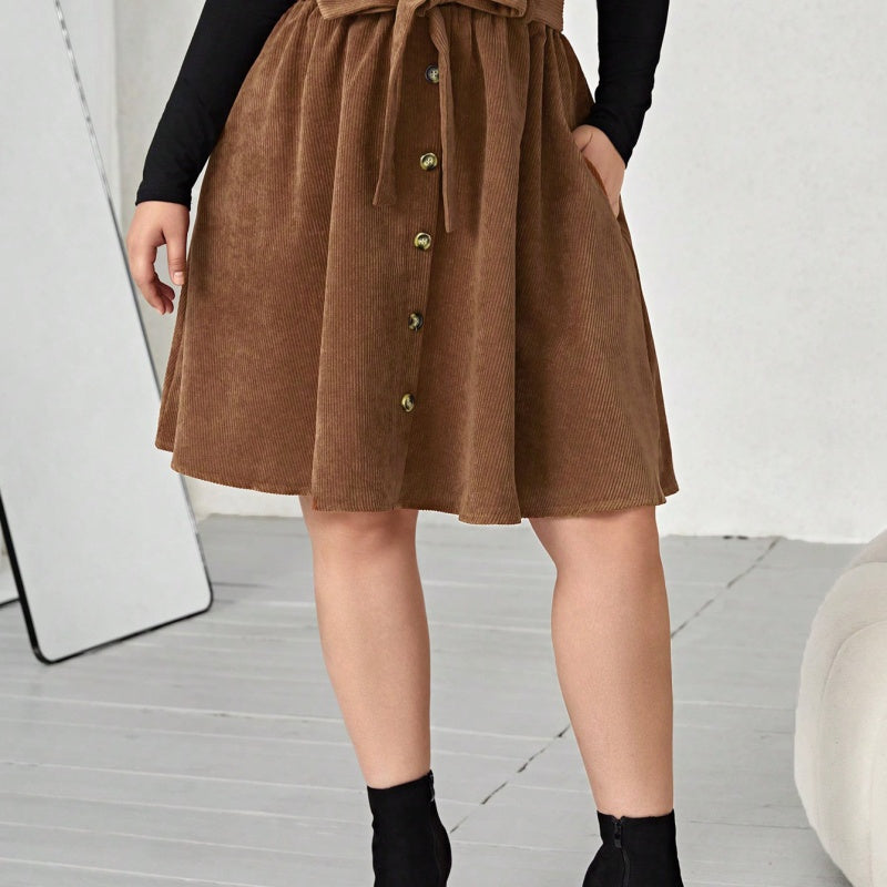 Dame polyester paraply-skirt retro slankende højtaljet casual