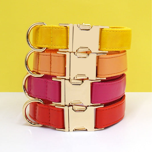Simple Color Blocking Household Velvet Pet Collar