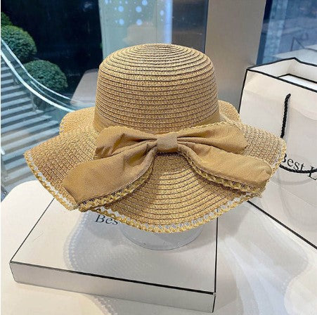 Bow Ruffles Big Brim Straw Hat