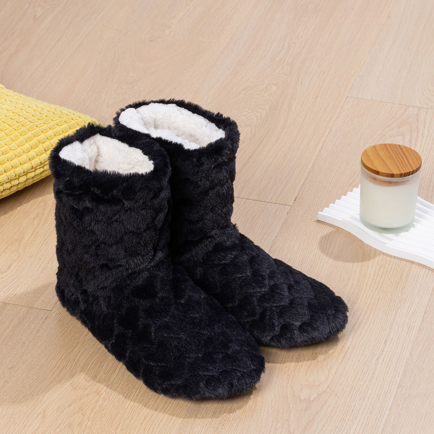 Thickened Fleece-Lined Indoor Shoes Dance High-Top Floor Boots