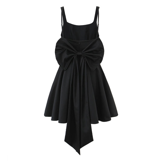 Casual Slim Fit Butterfly Bow Design Backless Dress