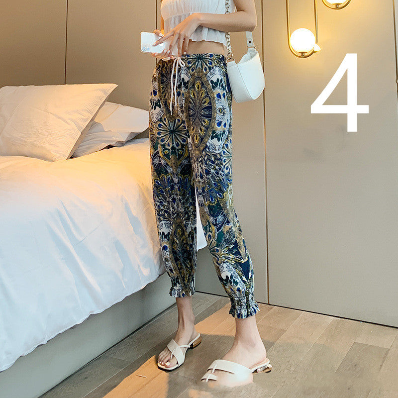Women's Loose Drawstring High Waist Lantern Slacks