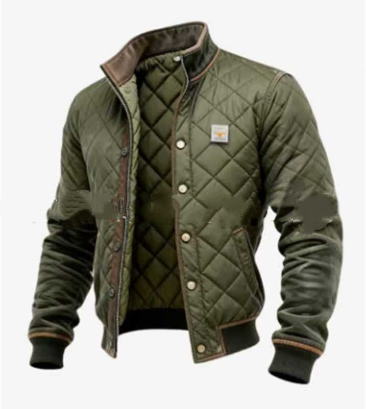 Men's Stand-collar Solid-color Casual Cotton Padded Jacket
