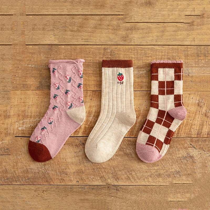Children's Cartoon Wool Medium Tube Socks