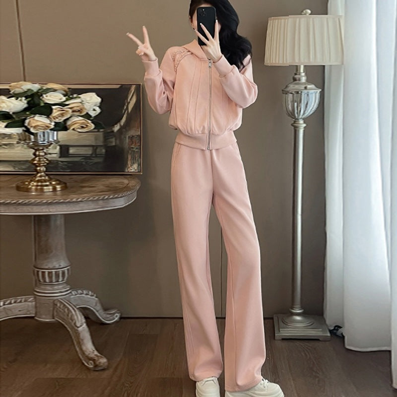 Western Style Youthful-looking Fried Street Sweatshirt And Sweatpants Two-piece Set
