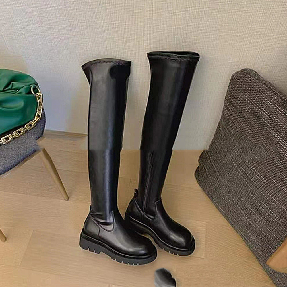 Women's Thin Thick-soled Waterproof Side Zipper Boots
