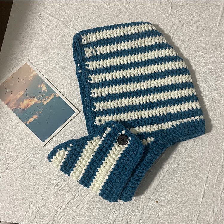 Ladies Fashion Floral Striped Knit Sweater Hat