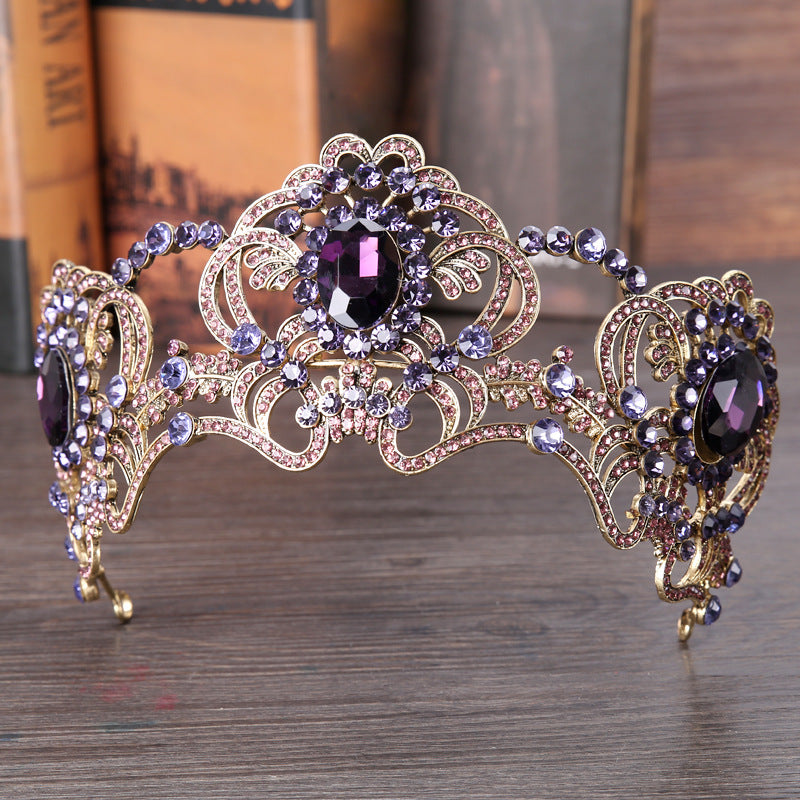 Fashion Women's Alloy Amethyst Crown Headband