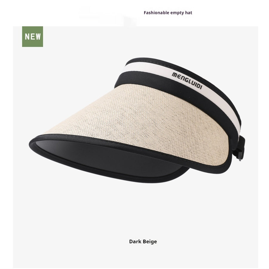 Sun Protection Hat Widened Large Brim Straw Woven Air Top Outdoor Face Covering Folding