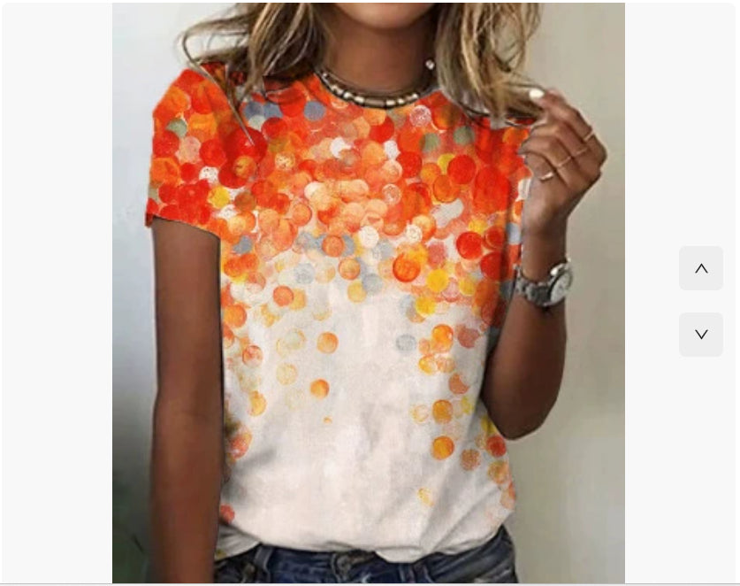 Summer Floral Print Round Neck T-shirt