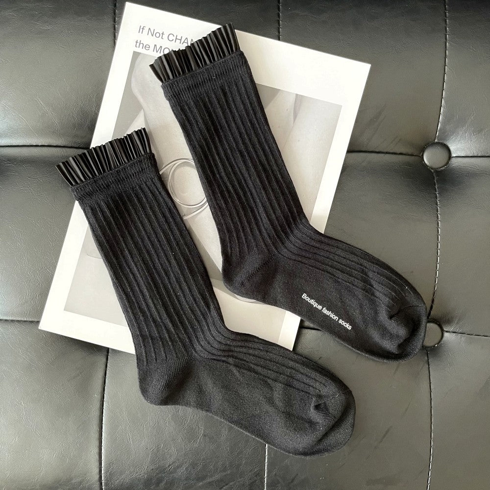 Mid-tube Japanese Miyake Style Autumn Pile Socks