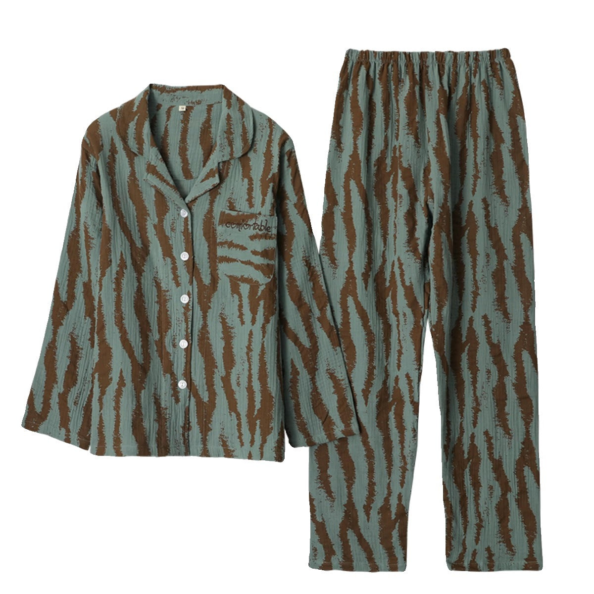 New Pajama Set Long Sleeve Cardigan Stripe Retro Women's Homewear