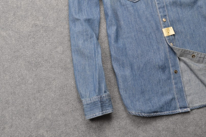 Vasket Gammeldags Tykt Slimfit Denimskjorte