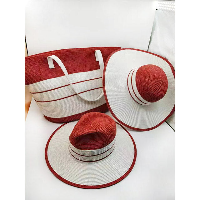 Outdoor Breathable Sun Shade Can Be Folded Large Eaves Striped Straw Hat