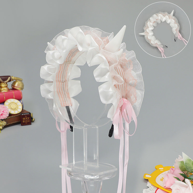 Subculture Gothic Style Devil Horn Y2g Lolita Dragon Horn Hair Band
