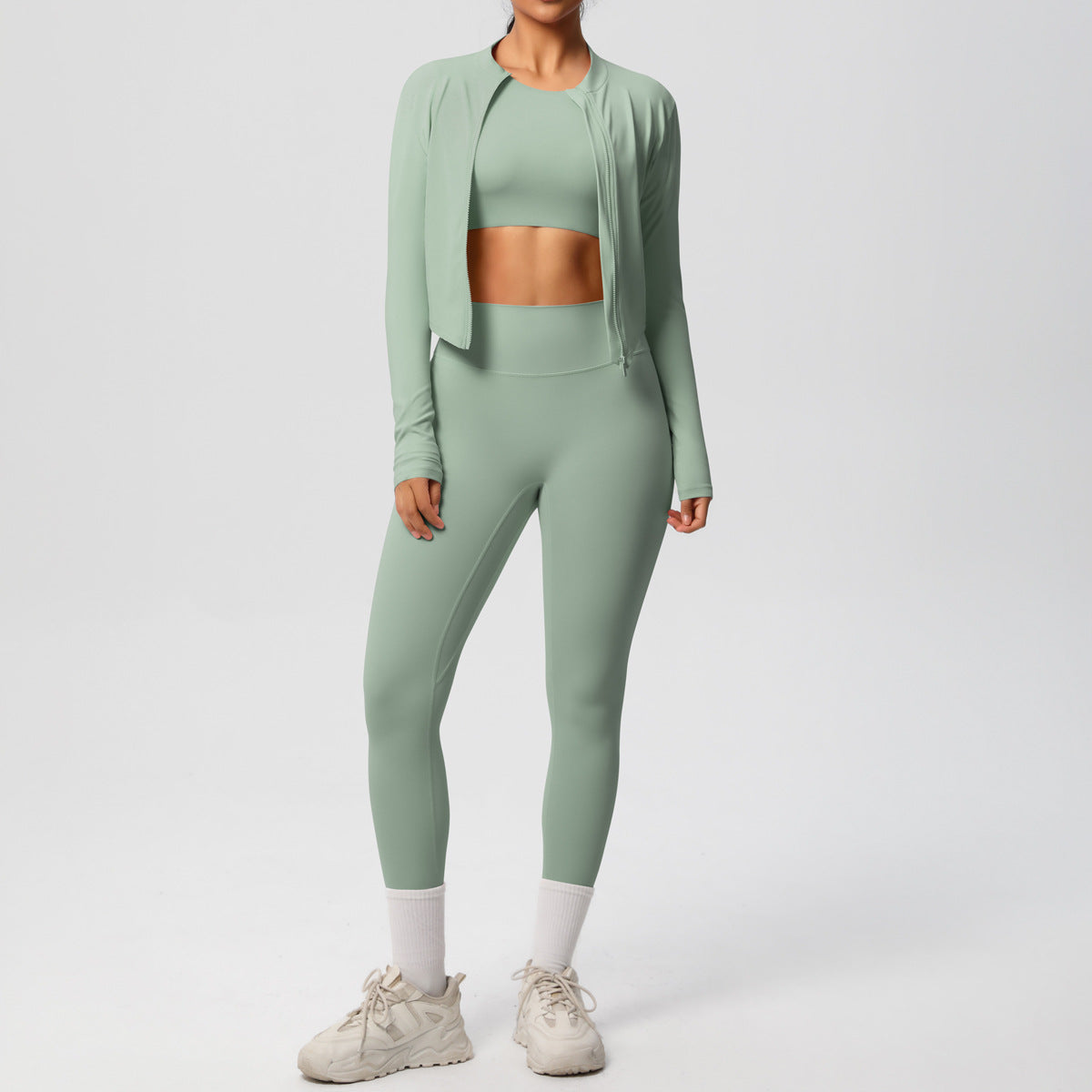 Breathable, Form-fitting Workout Jacket And Three-piece Set