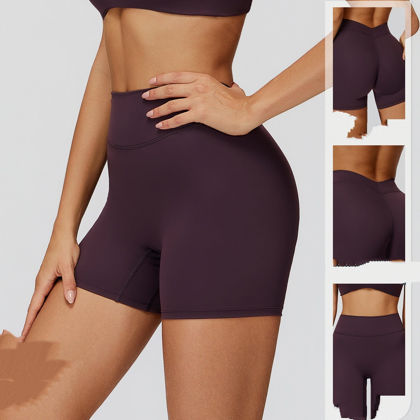 High-waist Quick-drying V-shaped Back Waist Sports Shorts Outdoor Running Fitness Clothes