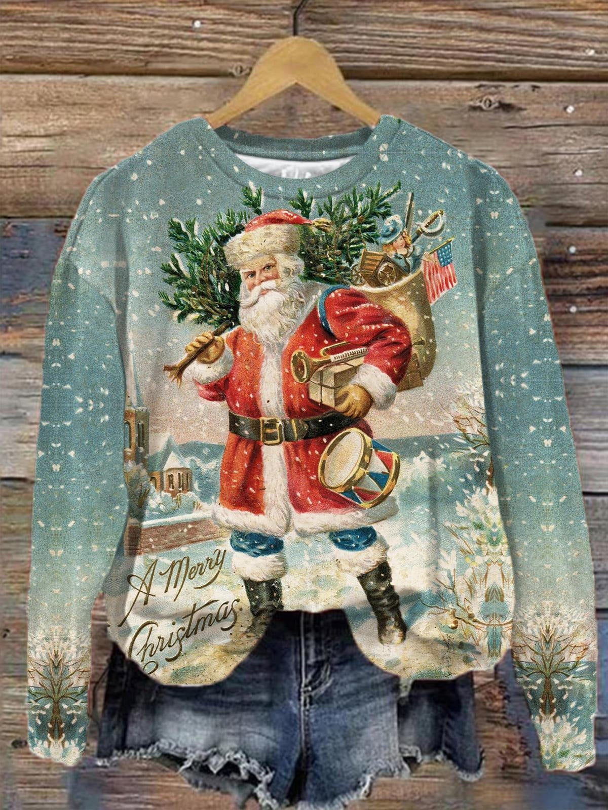 Printed New Loose Christmas Tree Pullover Men's And Women's Round Neck Sweater