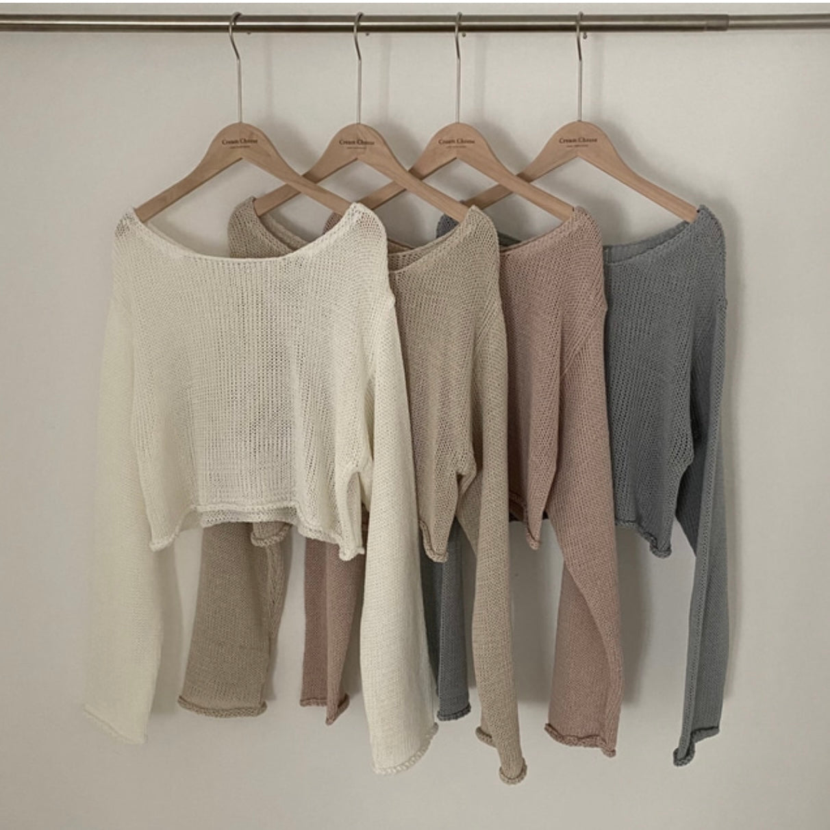 Off-neck Casual Sun-proof Blouse Thin Knitted Top