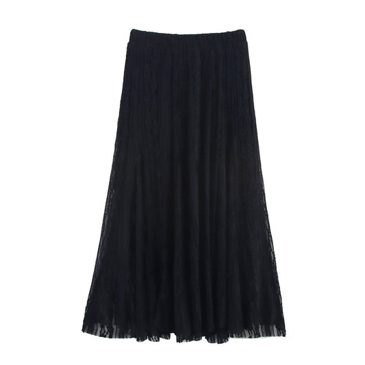 Refined Handmade Lace Jacquard Mesh Skirt Long Dress