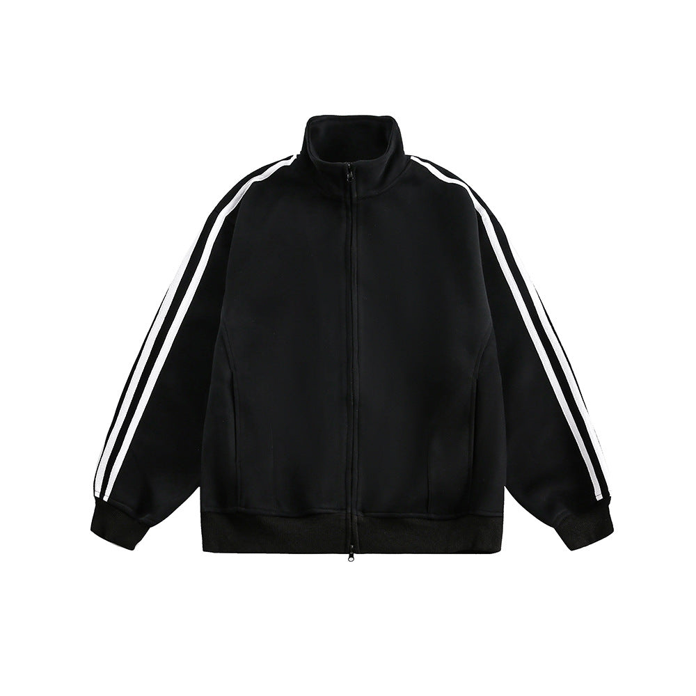 Women's American-style Retro Sports Three-bar Cardigan Sweater