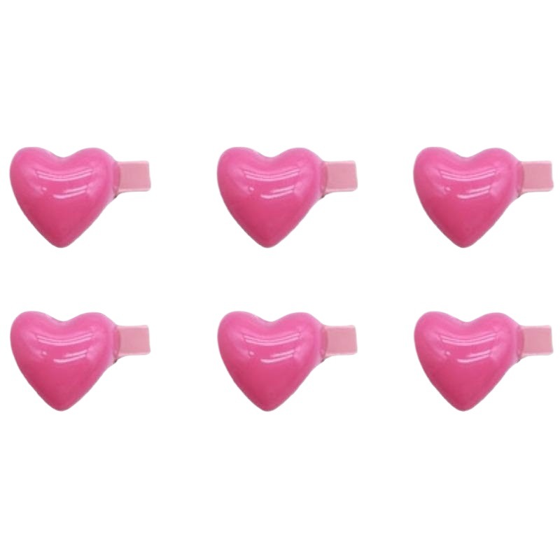 Peach Colors Delicate Heart Barrettes 6 Girls