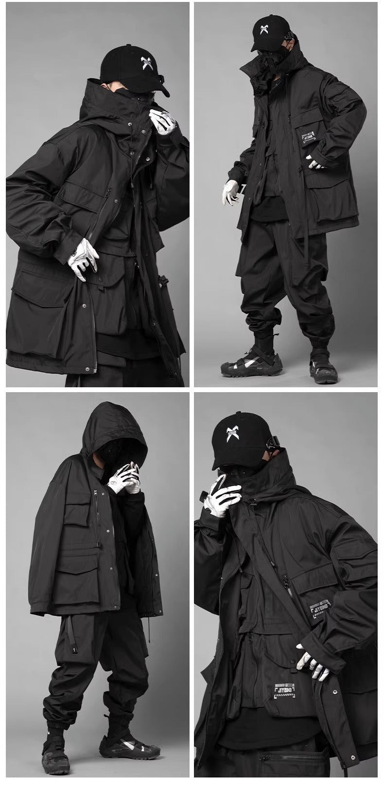 Men's Loose Fitting Casual Black Waistband Jacket