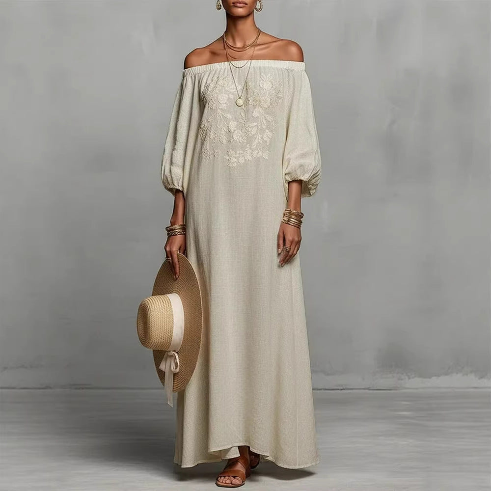Off-shoulder Long Dress Vacation Dress