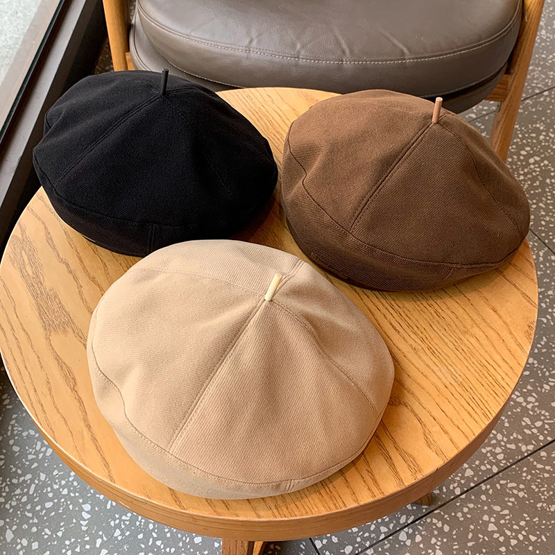 New Style Face-looking Small Octagonal Hat Big Head Circumference Autumn And Winter