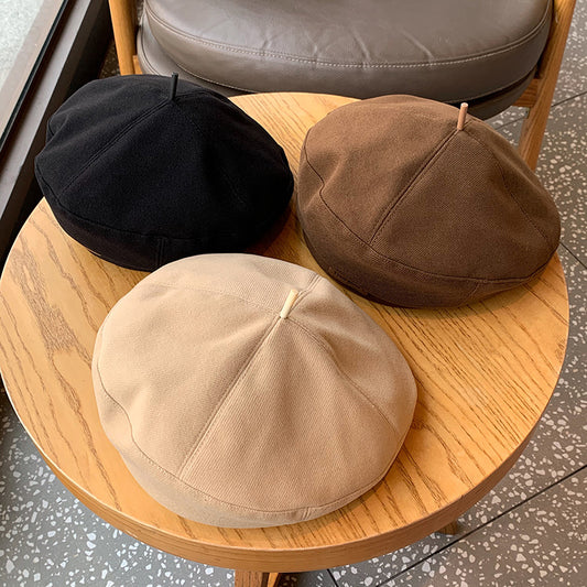 New Style Face-looking Small Octagonal Hat Big Head Circumference Autumn And Winter