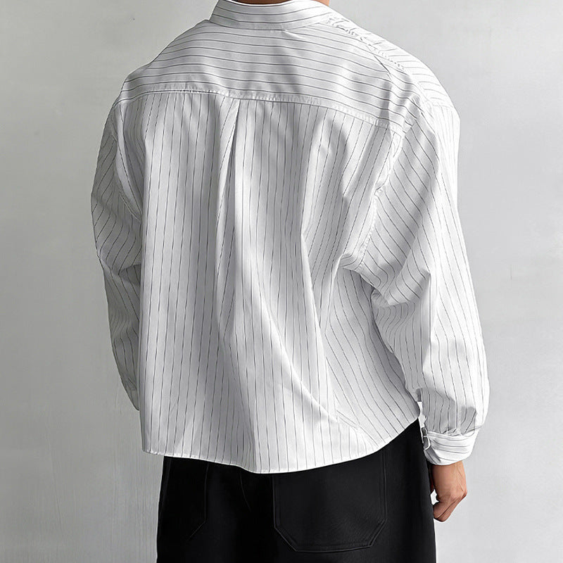 Men's Loose-Fitting All-Match Long-Sleeve Striped Shirt