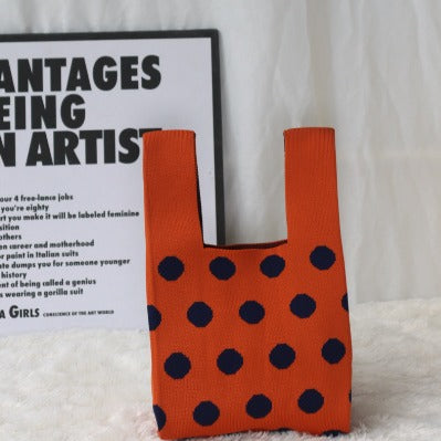 Fashionable Simple Knitting Dot Shoulder Bag Tote Bag