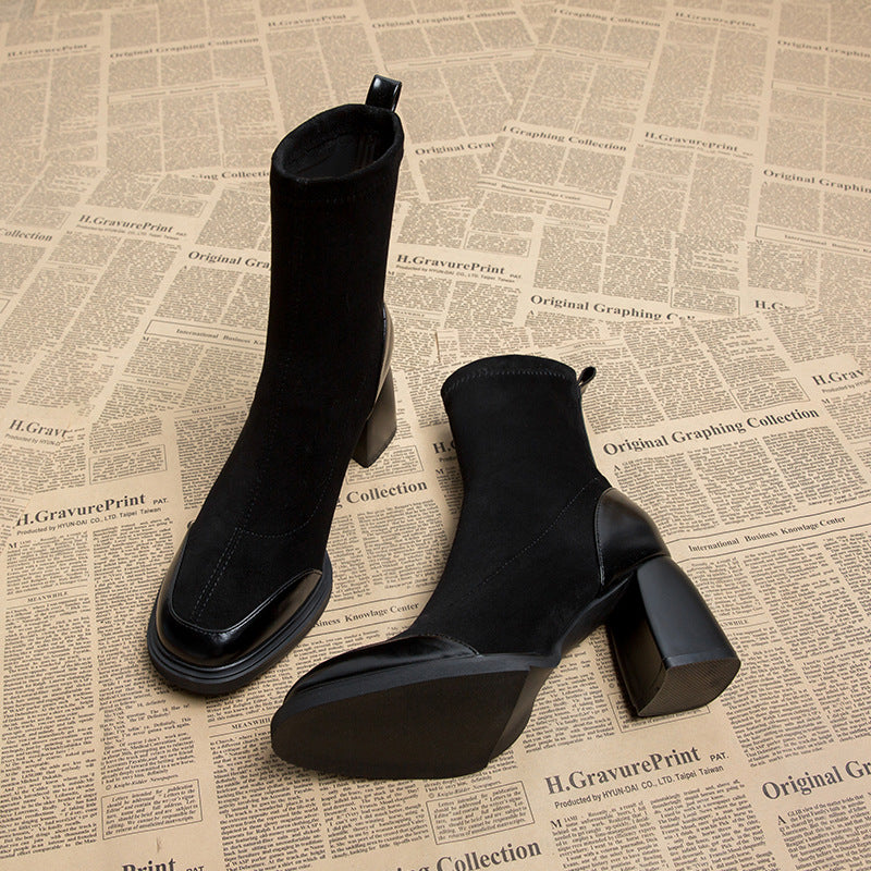 Genuine Leather Skinny Women's Short Martin Boots