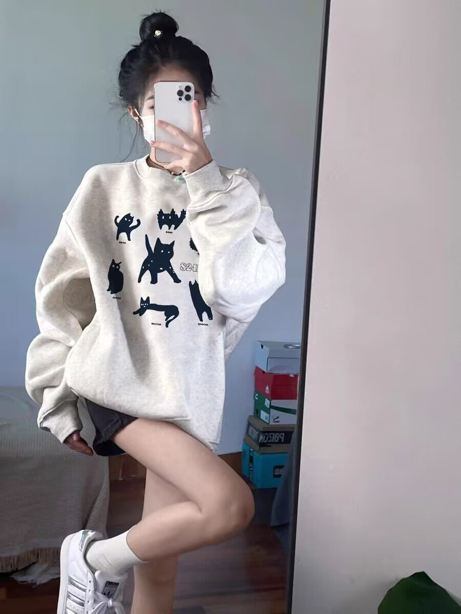Round Neck All-matching Sweater Loose Long Sleeve Thin Top
