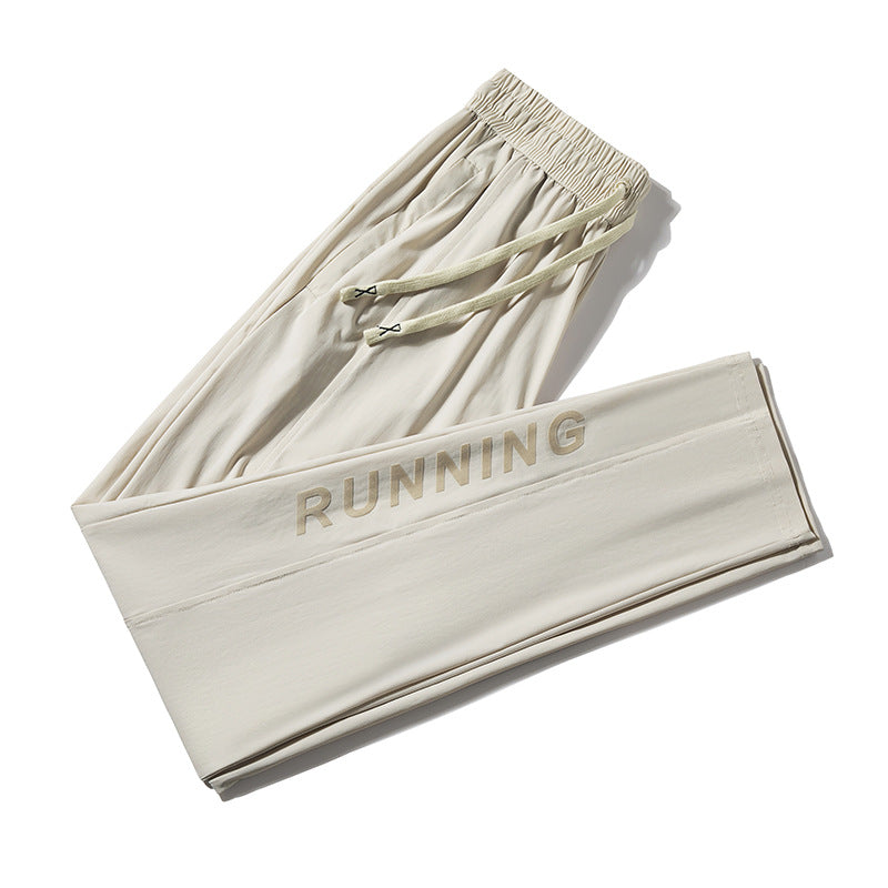Stretch Quick-dry Casual Sports Printing Loose Drawstring Trousers Cropped Pants