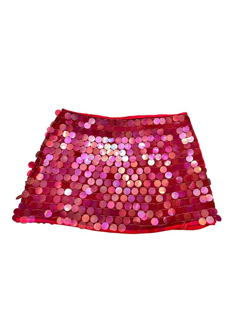 Women's Solid Color Irregular Size Sequin Miniskirt