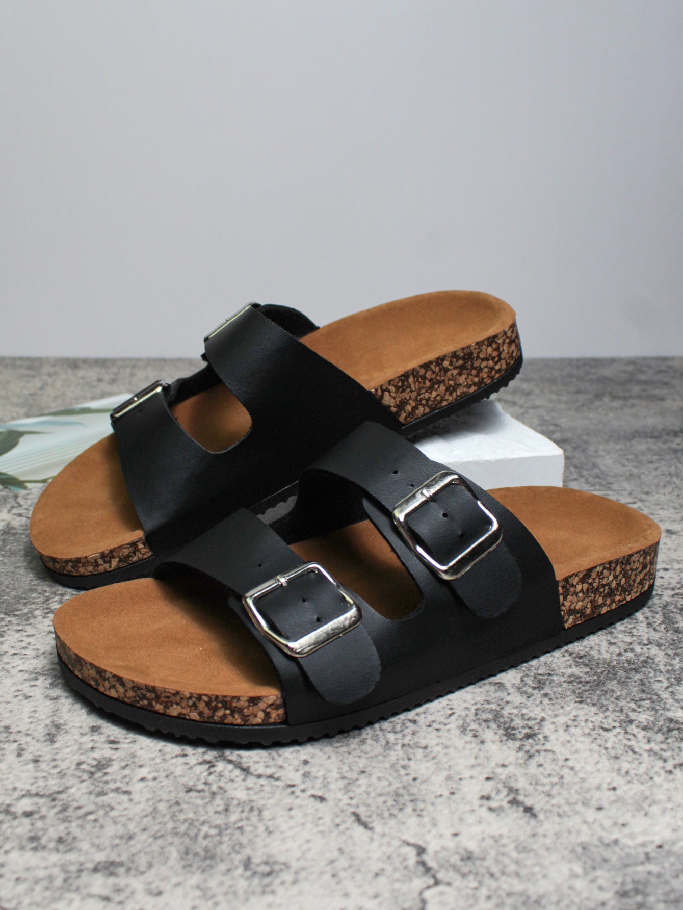PU Surface Cork Sole Beach Slippers
