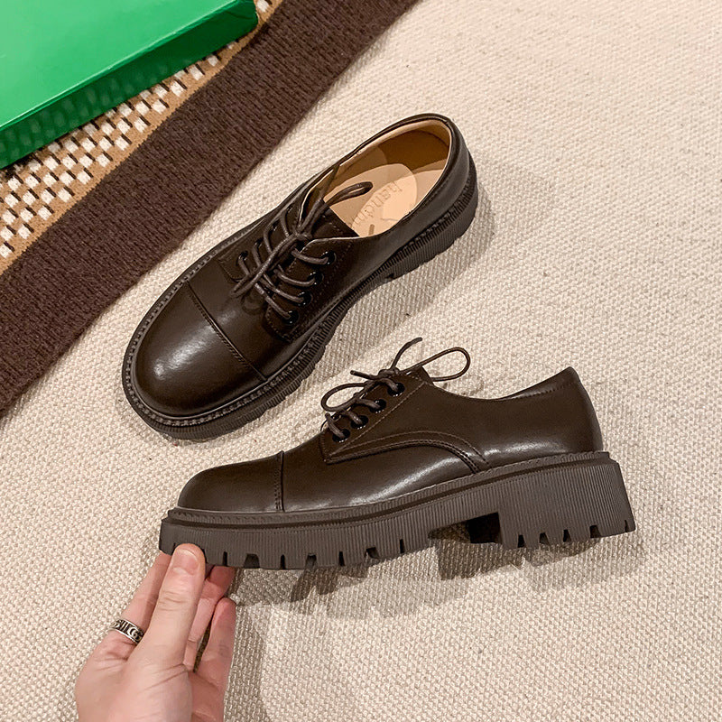 Platform Heel Platform Leather Shoes Women